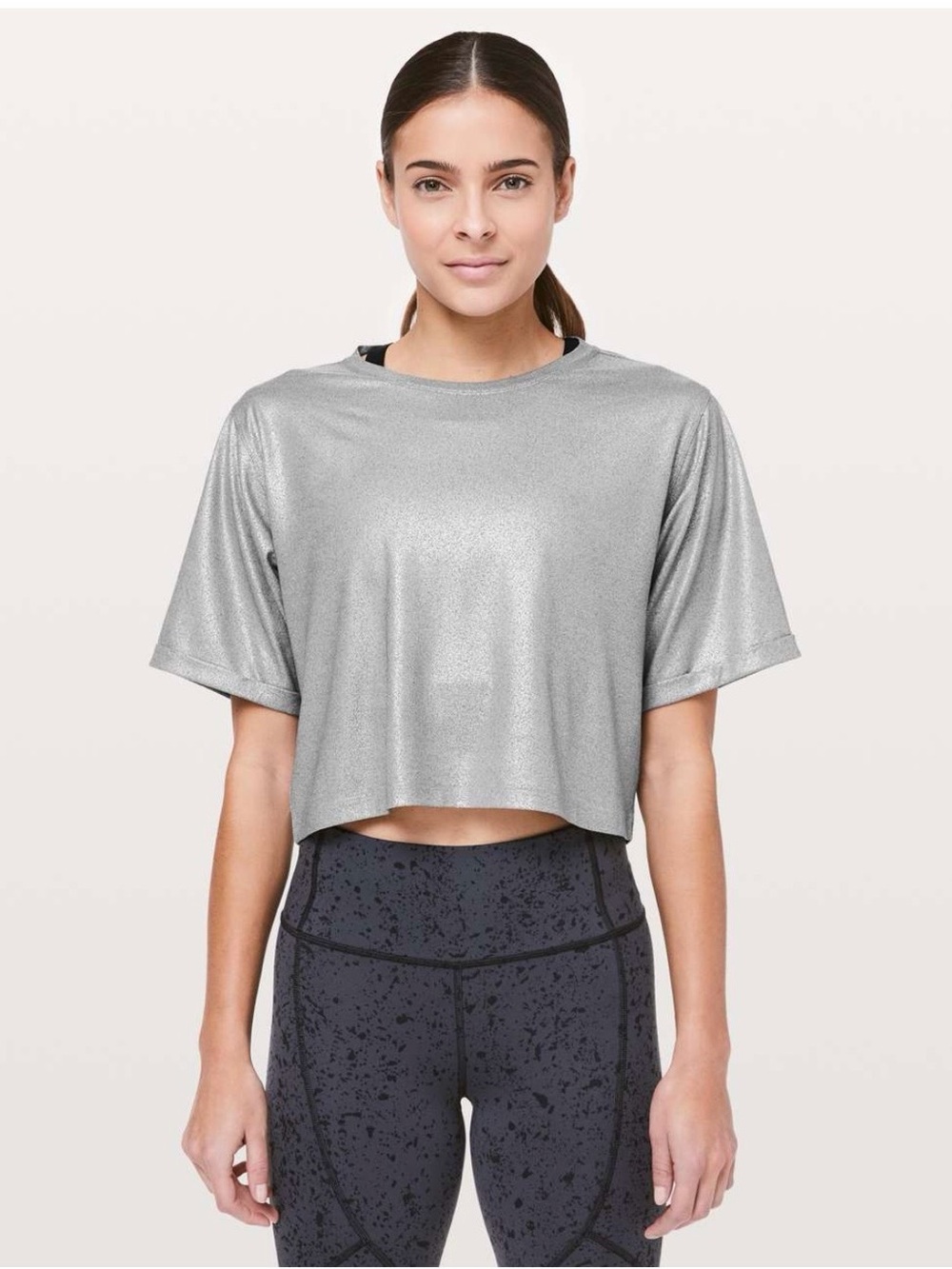 Lululemon x SoulCycle To The Beat Tee - Luminosity Foil Silver Gray Size 6